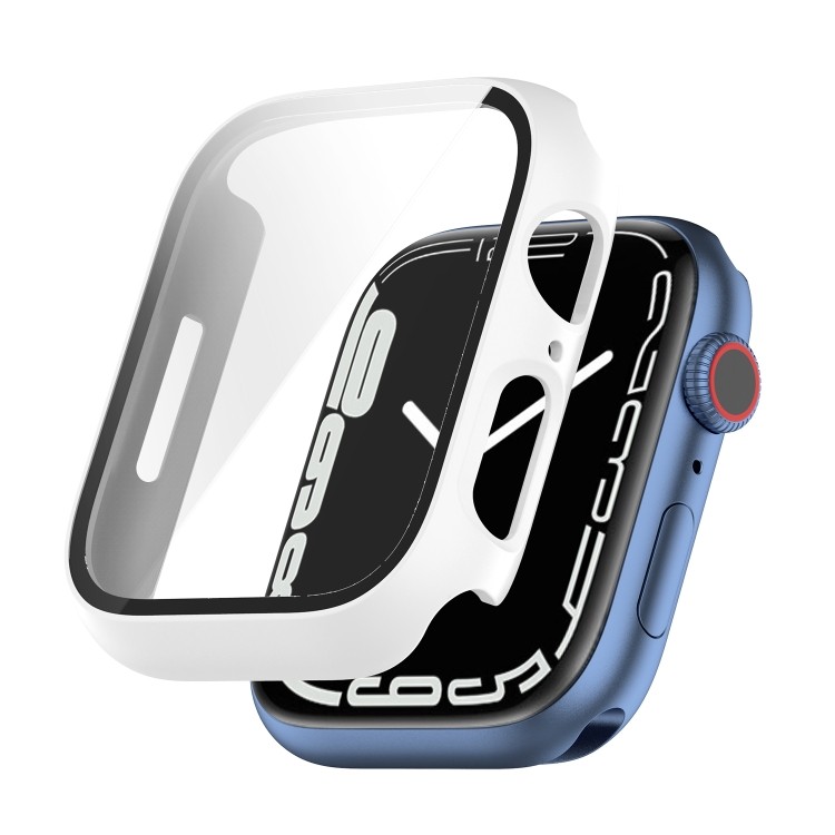 เคสป้องกันพีซีกันกระแทกพร้อมฟิล์มกระจกนิรภัยสําหรับ App Watch Series 7 45 มม.สําหรับ Apple Watch Ser
