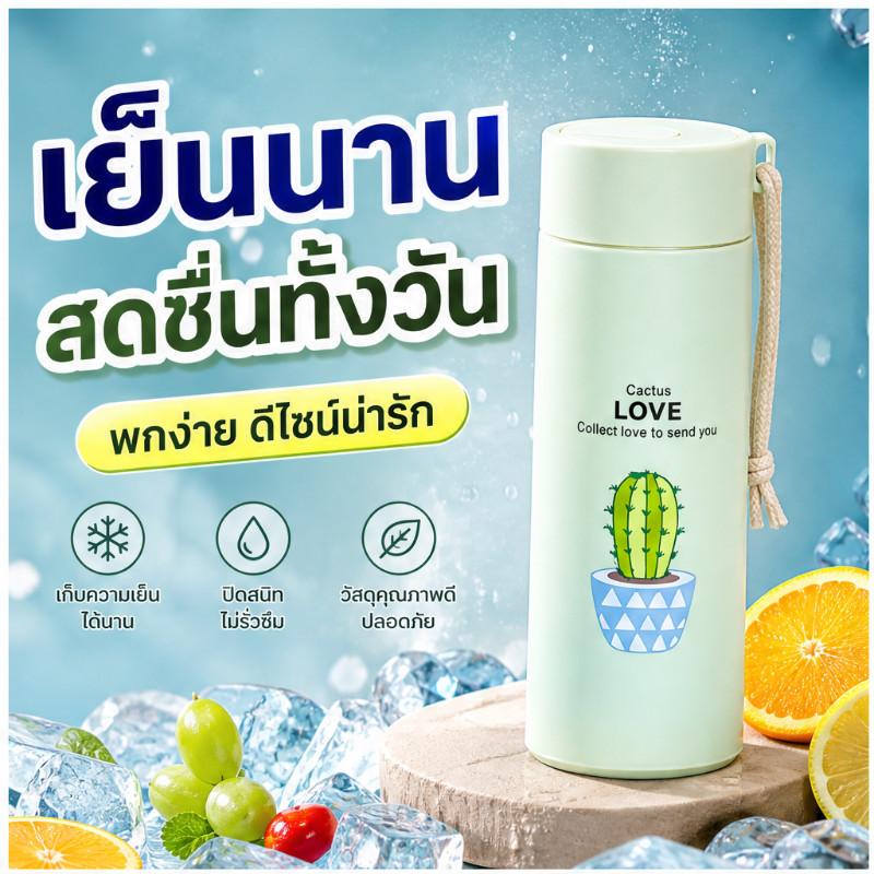ใส่น้ำดื่มหรือกาแฟได้ดี 300ml กระปุกน้ำแก้วที่ทำเอาใจ! ปกหนังสกรีนช่วยป้องกันความร้อน หูสะดวกใช้ กระปุกแก้ว