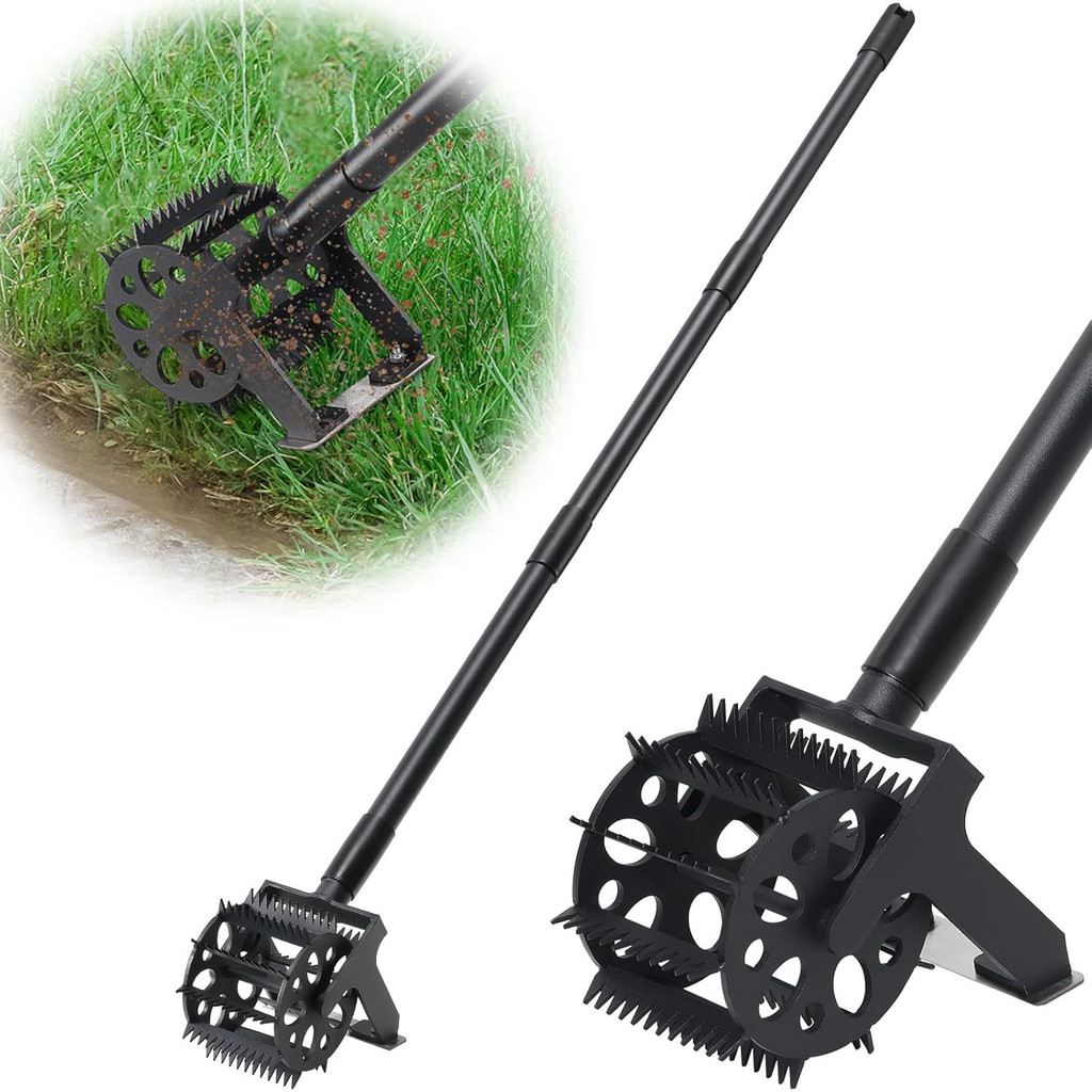 ราคาต่ํา Spike Two-in-One Gardening Soil Loosening Weeding Hand Farmer Handheld Wheel Weeder Hand-Pu