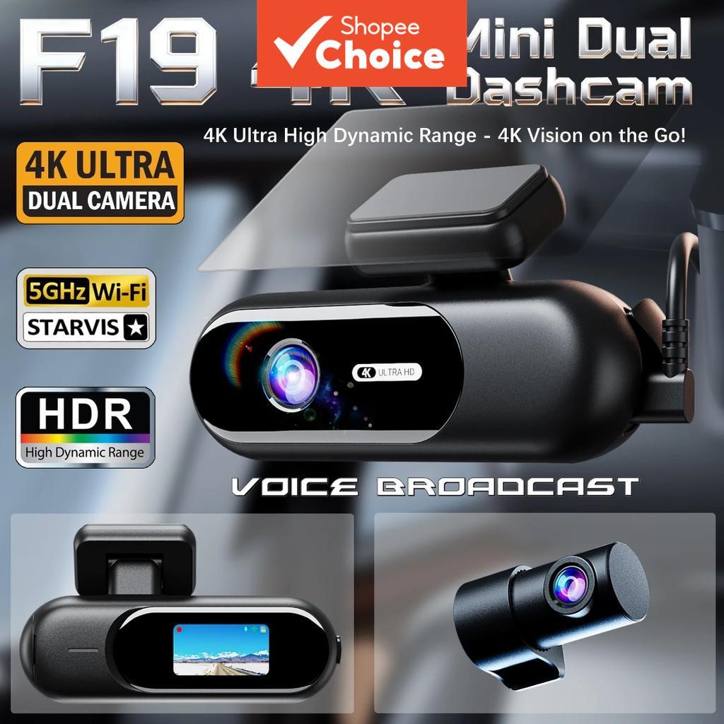 กล้องติดรถยนต์ 4K UHD บันทึกภาพทั้งด้านหน้าและด้านหลัง กล้อง HDR Night Vision พร้อม Wi-Fi ในตัว และแอปตรวจสอบ