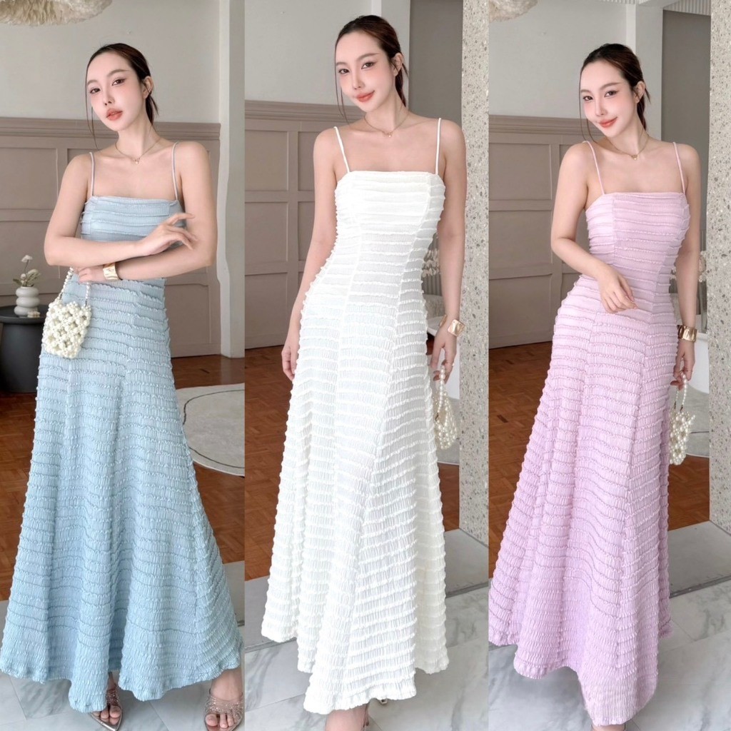 A1021 ชุดเดรสยาวเลเยอร์ ชุดออกงาน ชุดเที่ยว ชุดเดรสสวยๆ
