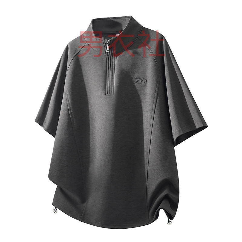 M-8XL เสื้อโปโลขนาดใหญ่สไตล์อเมริกันบวกเสื้อผ้าผู้ชายอ้วนครึ่งหน้าอกซิปพร้อมมาตรฐาน