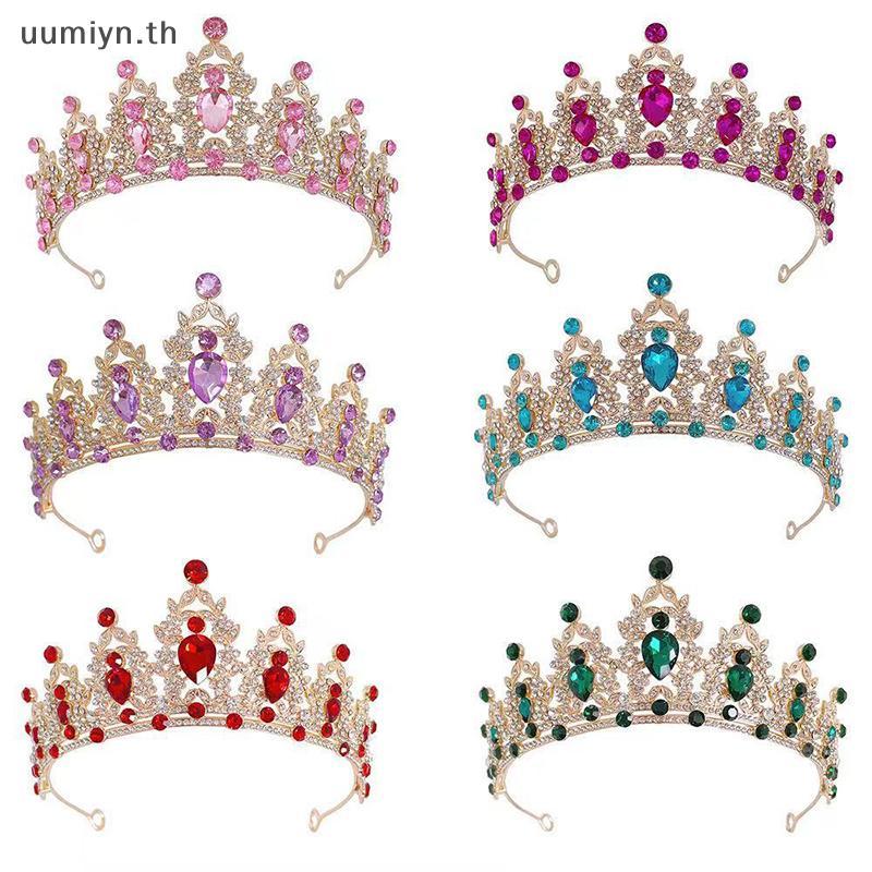 Umiyn หรูหราคริสตัลเจ้าหญิงมงกุฎอุปกรณ์ผม Tiara สําหรับผู้หญิง Rhinestone งานแต่งงานเจ้าสาวมงกุฎใหม่เครื่องประดับ TH