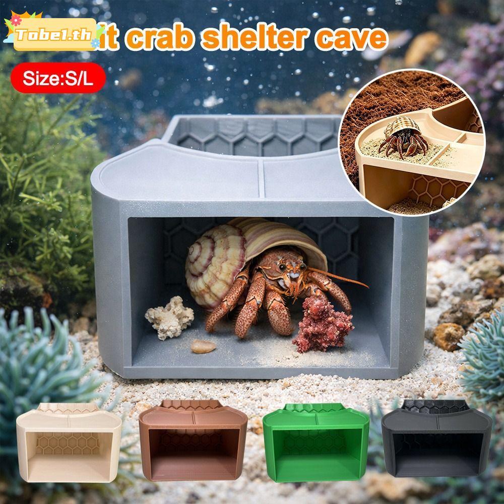 TOBE1 Hermit Crab Tunnel Shelter, Dual Food Bowl Textured Ramp Hermit Crab House,สังเกตหน้าต่างจานอา