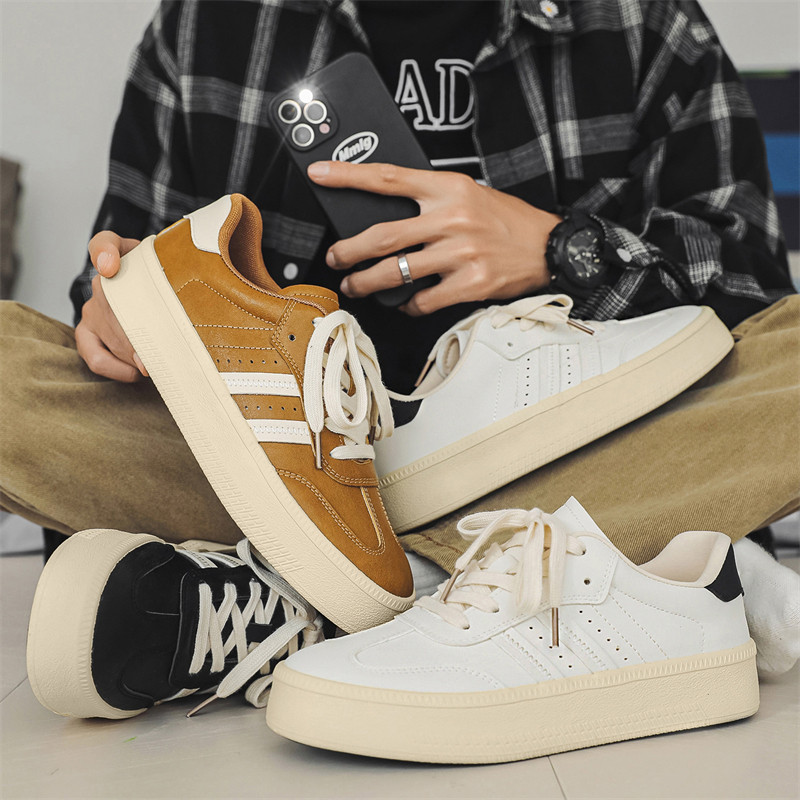 T อินเทรนด์ All-Match Vulcanized รองเท้าสไตล์ฮ่องกงแฟชั่นรองเท้าผ้าใบลําลองรองเท้าสีขาว
