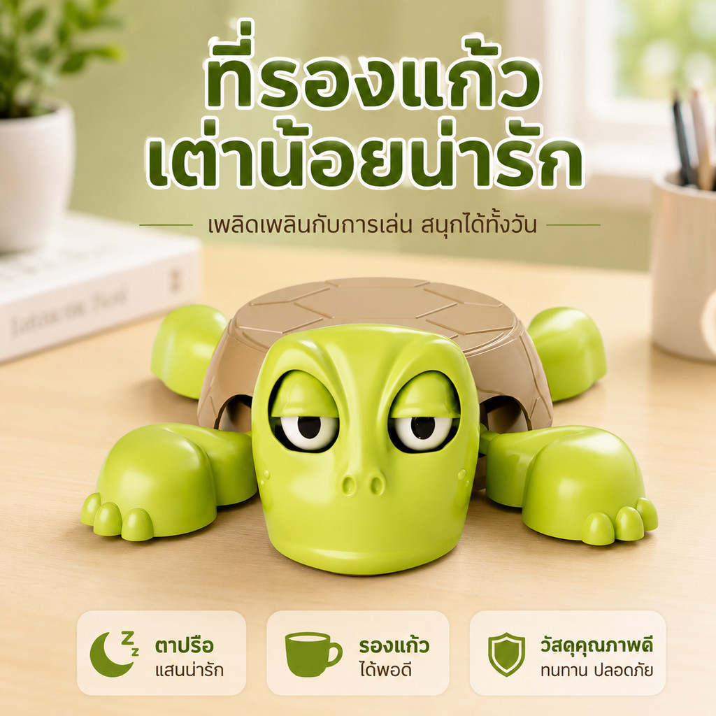 ที่รองแก้วรูปเต่าสุดฮา แผ่นรองแก้ว ทนความร้อน กันลื่น บรรเทาความเครียด ของตกแต่งบ้าน 4สี พร้อมส่ง