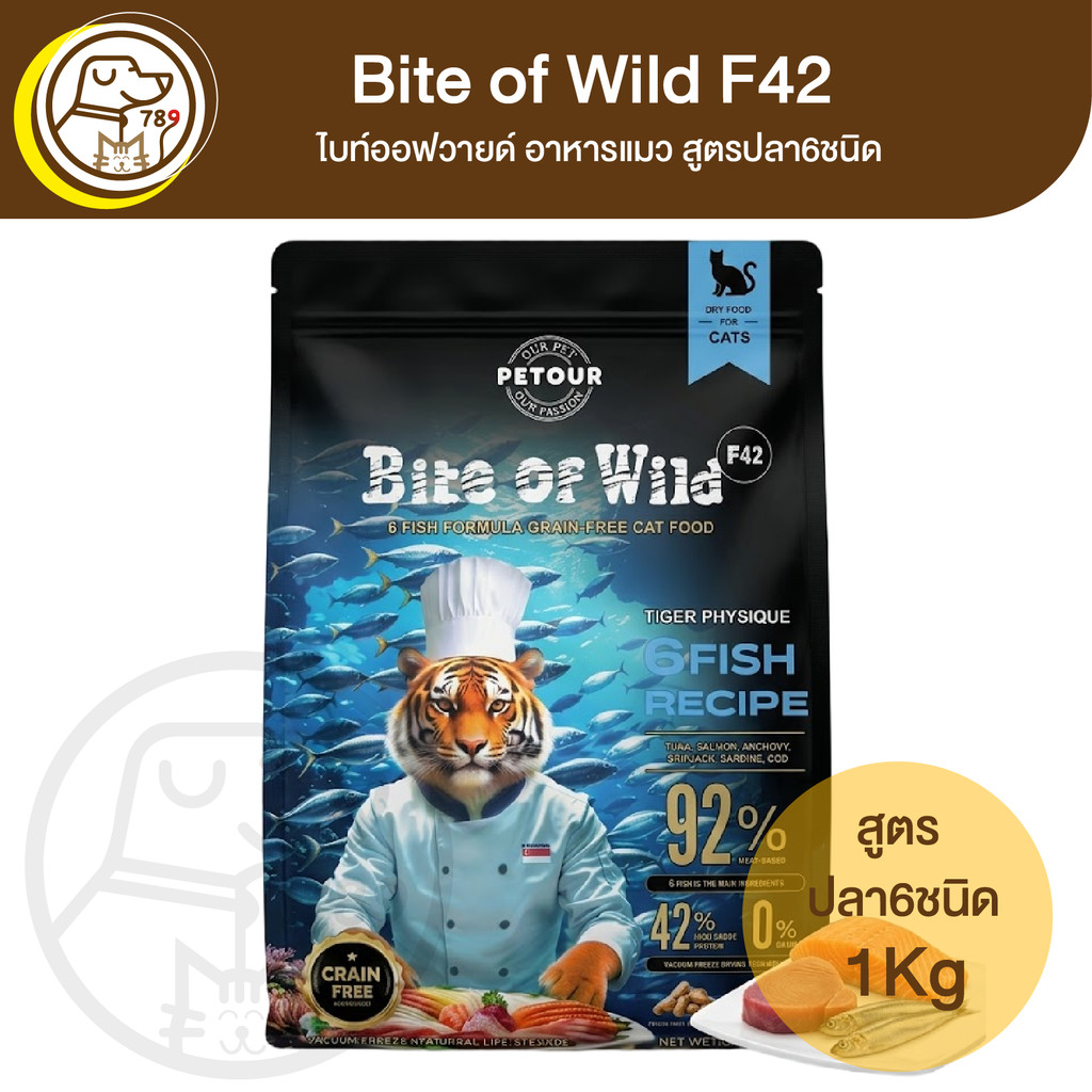 Bite of Wild F42 ไบท์ออฟวายด์ อาหารแมว สูตรปลา 6 ชนิด 1Kg