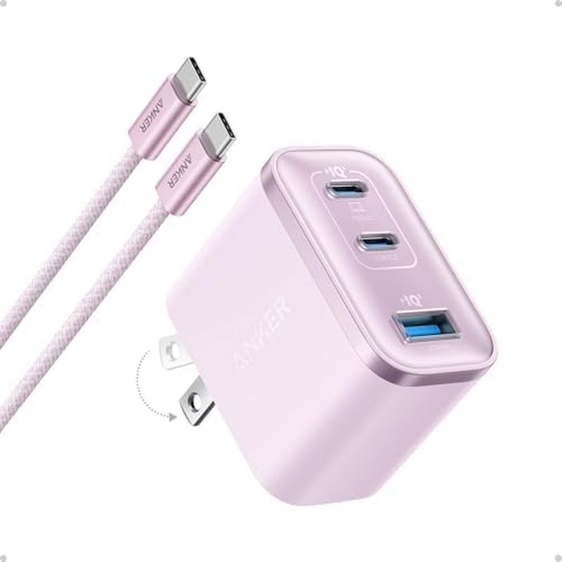 Anker Nano Charger, Ultra-Fast 70W Output 3-Port USB C Charger Block, Fast Charging, Compact and Sty