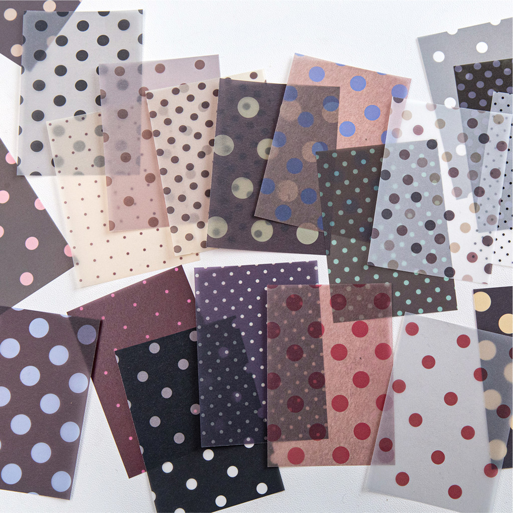 QOUZMO 25PCS Polka Dot กึ่งโปร่งใส Tracing กระดาษแผ่นความงามสมุดภาพ Collage กระดาษ Junk Journal Planner DIY ตกแต่งพื้นหลังกระดาษ Polka Dot Lab Series