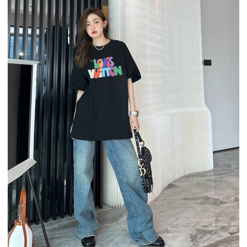 LOUIS VUITTON/LV/2026 คลาสสิกรอบคอแขนสั้นเสื้อยืดผู้ชายผู้หญิงสไตล์ใหม่ภายในไหล่แท้กลางแจ้ง Co-Brand