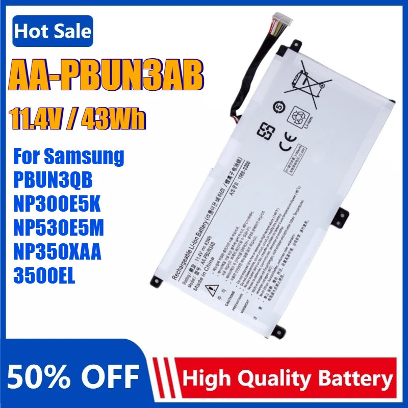 AA-PBUN3AB PBUN3QB แบตเตอรี่แล็ปท็อปสําหรับ Samsung NP300E5K NP530E5M NP350XAA NP740U5L NP8500GM NP8