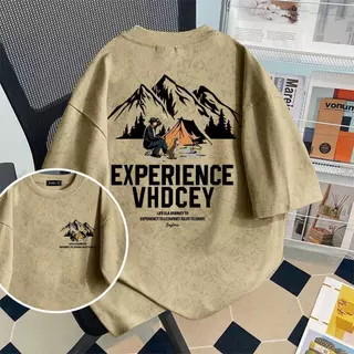 My-T🚀เเสื้อผู้ชายoversize cotton เสื้อแฟชั่น คอกลม แขนสั้น พิมพ์ลาย 'EXPERIENCE' สไตล์ลำลอง ใส่สบาย S-3XL【COD】