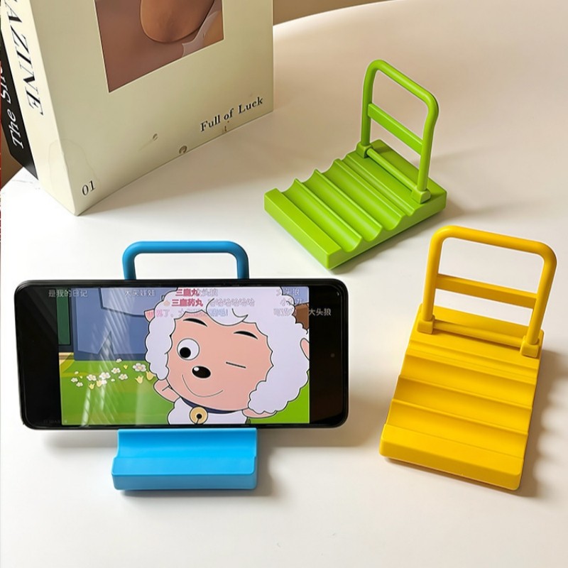 ใหม่ Mini Handcart รูปร่างขาตั้งโทรศัพท์เดสก์ท็อปรถเข็น Lazy ผู้ถือโทรศัพท์ห้องนอนหอพักตกแต่งเครื่องประดับ