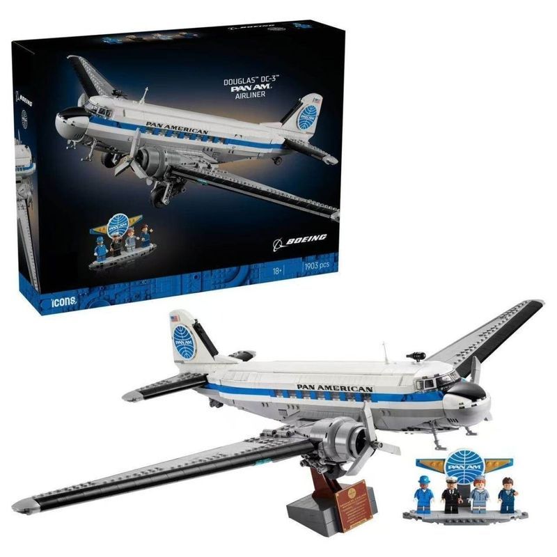 เข้ากันได้กับ Lego ICONS Series 11378 Douglas DC เครื่องบินผู้โดยสารเครื่องบินประกอบอาคารบล็อกของเล่
