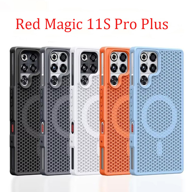 สําหรับ ZTE Nubia Red Magic 11 Pro + Red Magic 11S Pro Plus กรณีแม่เหล็กรังผึ้ง Hole การกระจายความร้อน PC ผิวรู้สึก Hard Cover