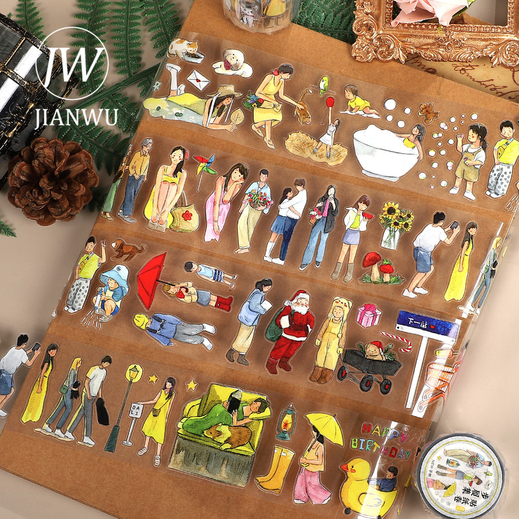 JIANWU 50 มม.* 5 M Kawaii ตัวอักษรดอกไม้ภูมิทัศน์วัสดุ Collage Scrapbooking PET เทป Creative DIY Journal เครื่องเขียน