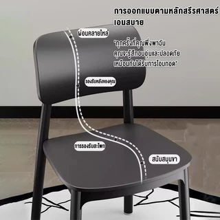 เก้าอี้พลาสติก เก้าอี้พลาสติกมีพนักพิง สไตล์เรียบง่าย วางซ้อนกันได้ ไม่สั่น 6 สีให้เลือก เก้าอี้กินข้าว