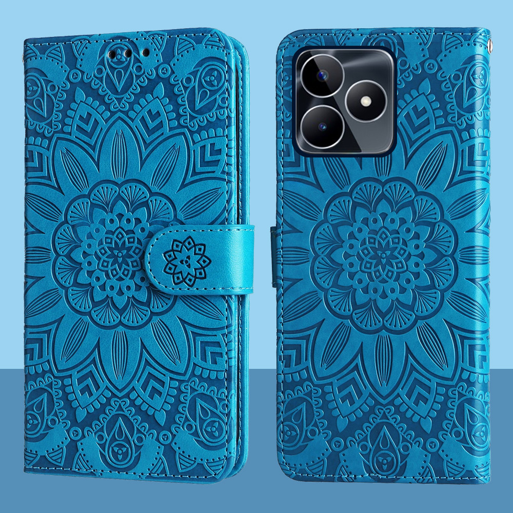 กระเป๋าสตางค์หนังแม่เหล็กสําหรับRealme C51 C53 C51S C60 Realmeหมายเหตุ50นูนฝาครอบโทรศัพท์ดอกทานตะวัน