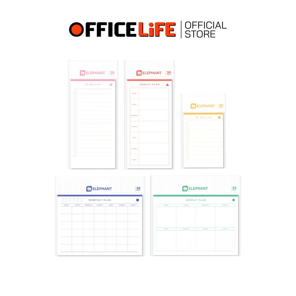 ELEPHANT (ตราช้าง) กระดาษบันทึกรายเดือน บันทึกรายสัปดาห์ บันทึกรายการ Monthly Plan / Weekly Plan / T