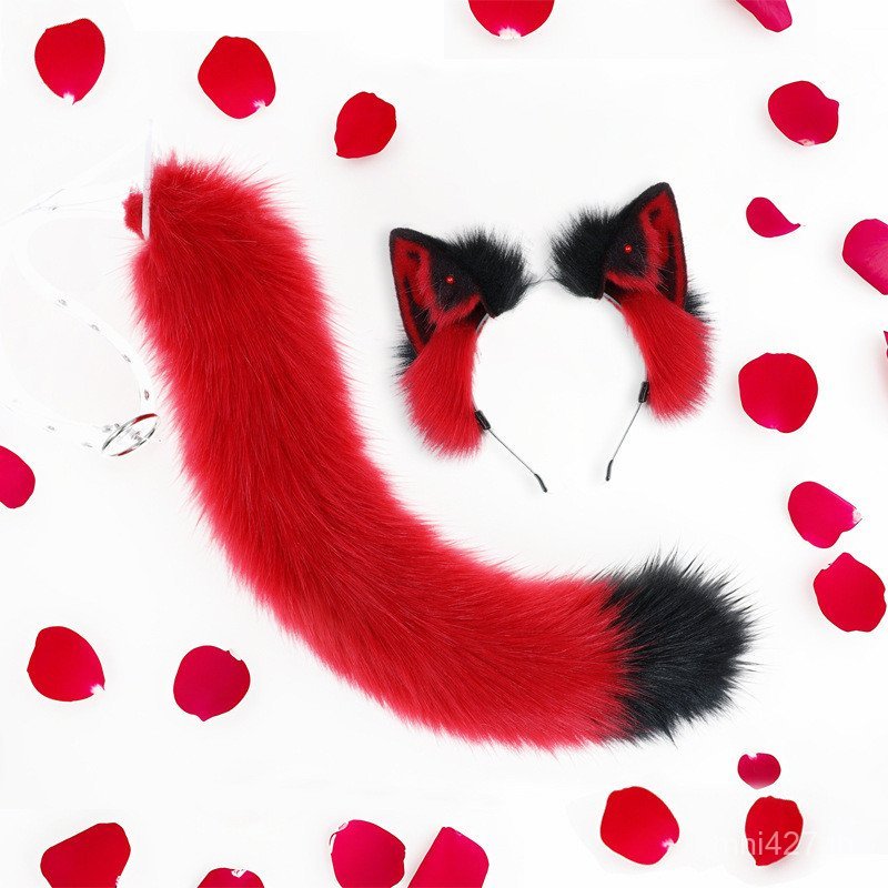 ข้ามพรมแดนสัตว์แมวหูสัตว์ชุดหูคอสเพลย์ตุ๊กตาหางจําลองอุปกรณ์ประกอบฉากแมวหางลูกแมวประสิทธิภาพอุปกรณ์เ