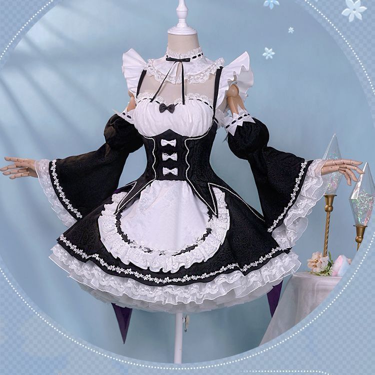 Rem คอสเพลย์ Rem Maid เครื่องแต่งกายรุ่นที่งดงาม cos Obey Zero-Starting Life ในอีกโลกหนึ่งสไตล์บาง