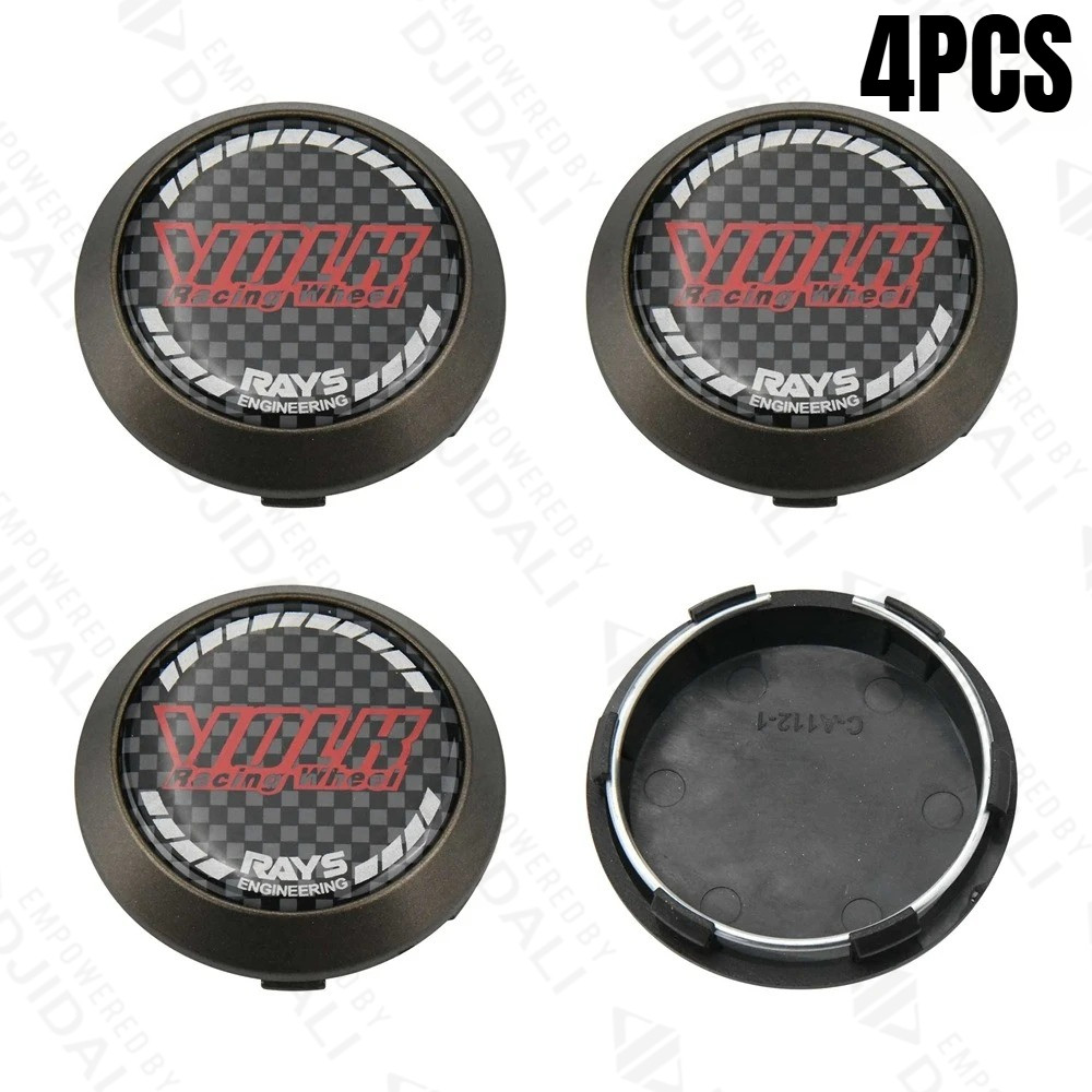 4pcs 64 มม./60 มม.รถศูนย์ล้อหมวกสีแดงโลโก้ Fit สําหรับ Rays Volk Racing Whwwl CE28n TE37 ZE40 G25
