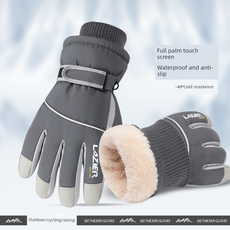 40ถุงมือสกีอบอุ่นบวกกํามะหยี่เบาะขี่กันน้ํากันลมไม่ลื่นทนต่อการสึกหรอรถจักรยานยนต์กลางแจ้งขี่จักรยาน