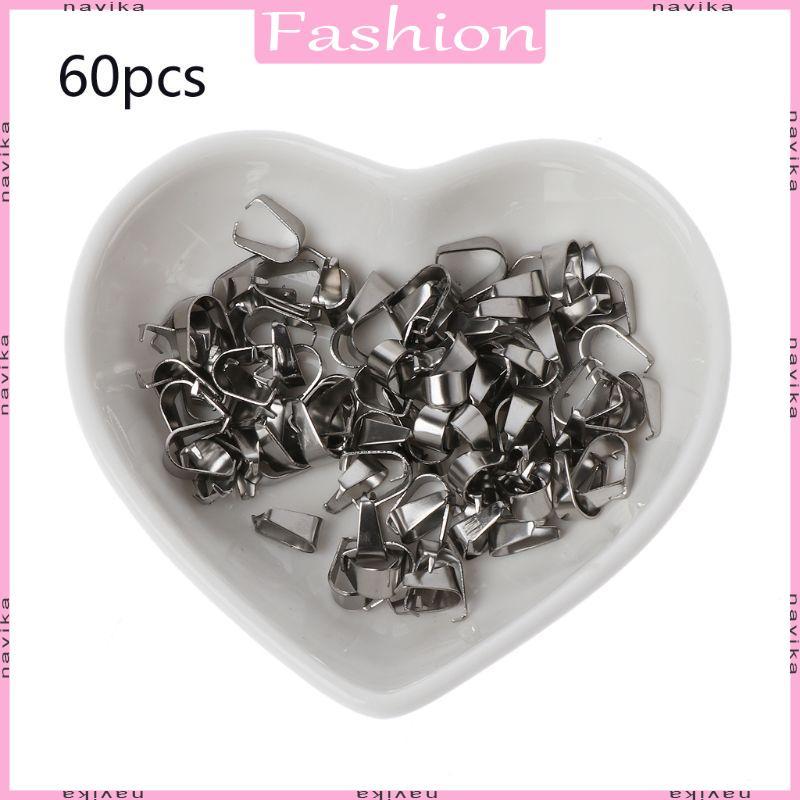 NAV 60 โลหะเงิน จี้ Pinch Bail Clasps สำหรับสร้อยคอ