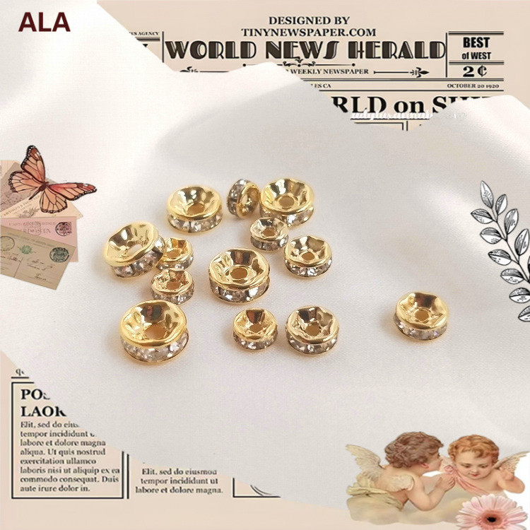 💖ALA เครื่องประดับ DIY💖14k Light Gold 18K ทองแท้สี Retention แหวนเพชร Spacer ลูกปัดฝังเพทาย Spacer ส
