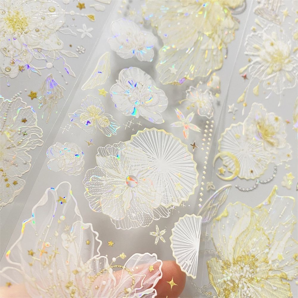 คู่มือย่อยแพ็คเทป g89 ผ้ากอซอ่อน MOODTAPE ดอกไม้กึ่งโปร่งใส PET วัสดุโบราณบัญชีผ้าลินินสติกเกอร์ Goo