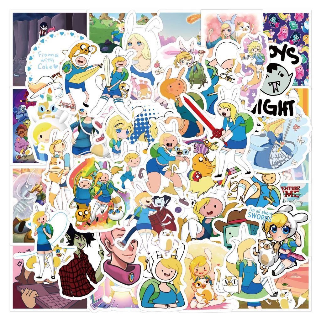 50 ชิ้น Adventure Time: สติ๊กเกอร์ PVC กันน้ําลายการ์ตูน Fionna & Cake