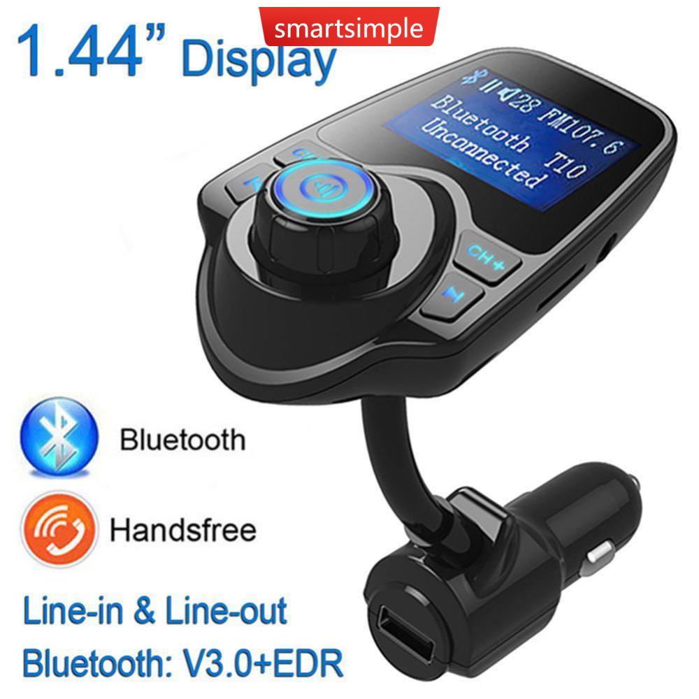 SMARTSIMPLE แฮนด์ฟรีบลูทูธรถชุด MP3 เครื่องเล่นเพลงเครื่องส่งสัญญาณ FM 5V 2.1A USB Car Charger 1.44 