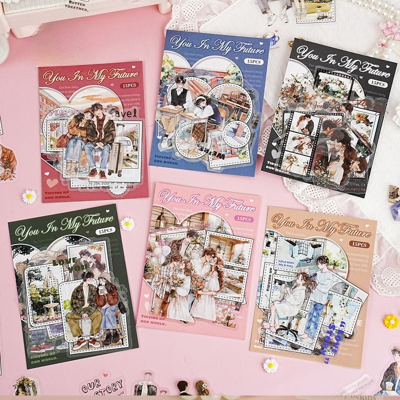 Journamm 15 ชิ้น PET ตัวอักษรสติกเกอร์สําหรับ Journaling Die-Cut PET สติกเกอร์สําหรับ Scrapbooking Junk ไดอารี่สติกเกอร์ตกแต่ง