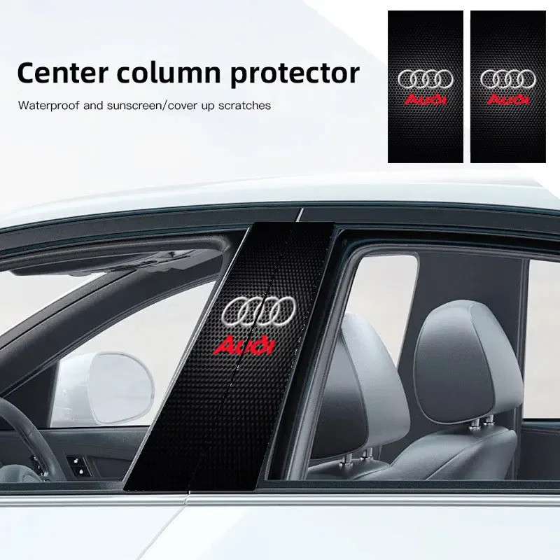 สติกเกอร์รถ B-pillar คอลัมน์ตกแต่งฝาครอบ Decals Accessorie สําหรับ Audi A4 B5 B6 B7 8 P 8 V 8l A5 C7