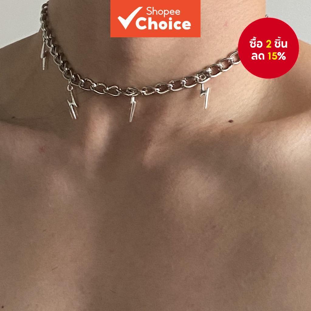 สร้อยคอโชคเกอร์โลหะผสมเรียบง่ายอินเทรนด์สําหรับผู้หญิงสไตล์ญี่ปุ่นสตรีทประกายเครื่องประดับ