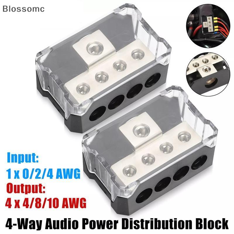 Blossomc 2 ชิ้น 4 ทิศทาง Power Distribution Block สังกะสีอัลลอยด์ Power Ground Amp Distribution Bloc