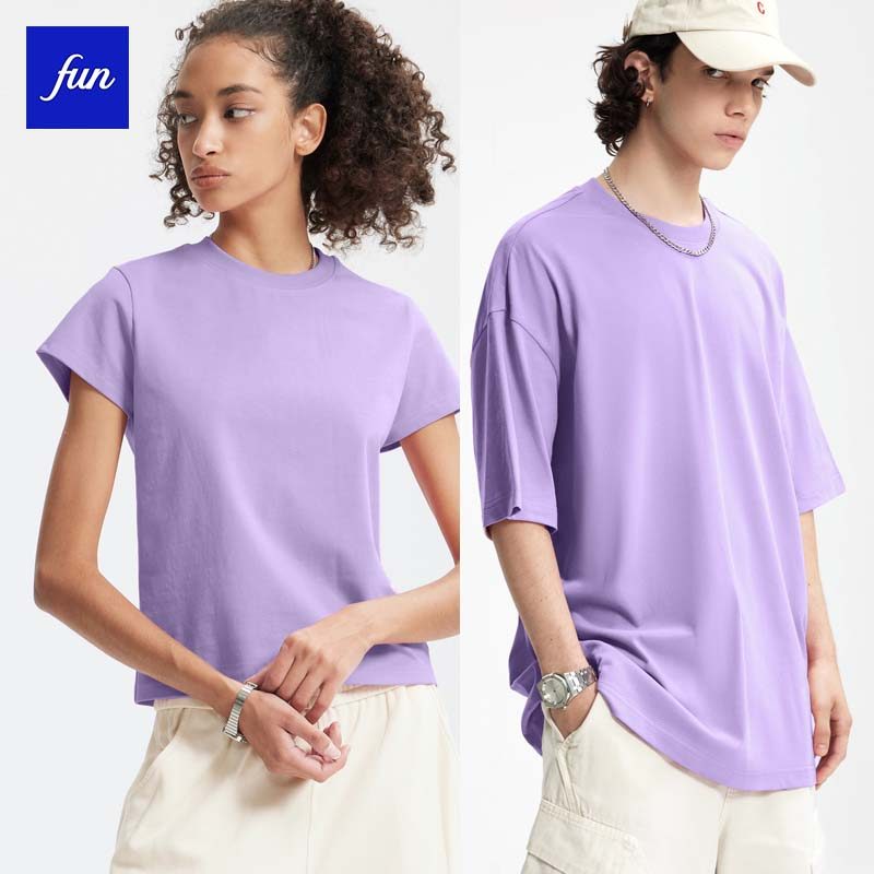 Macaron Heavy High Street เสื้อยืด 260G Solona หลวมวางไหล่ Casual All-Match สั้น-
