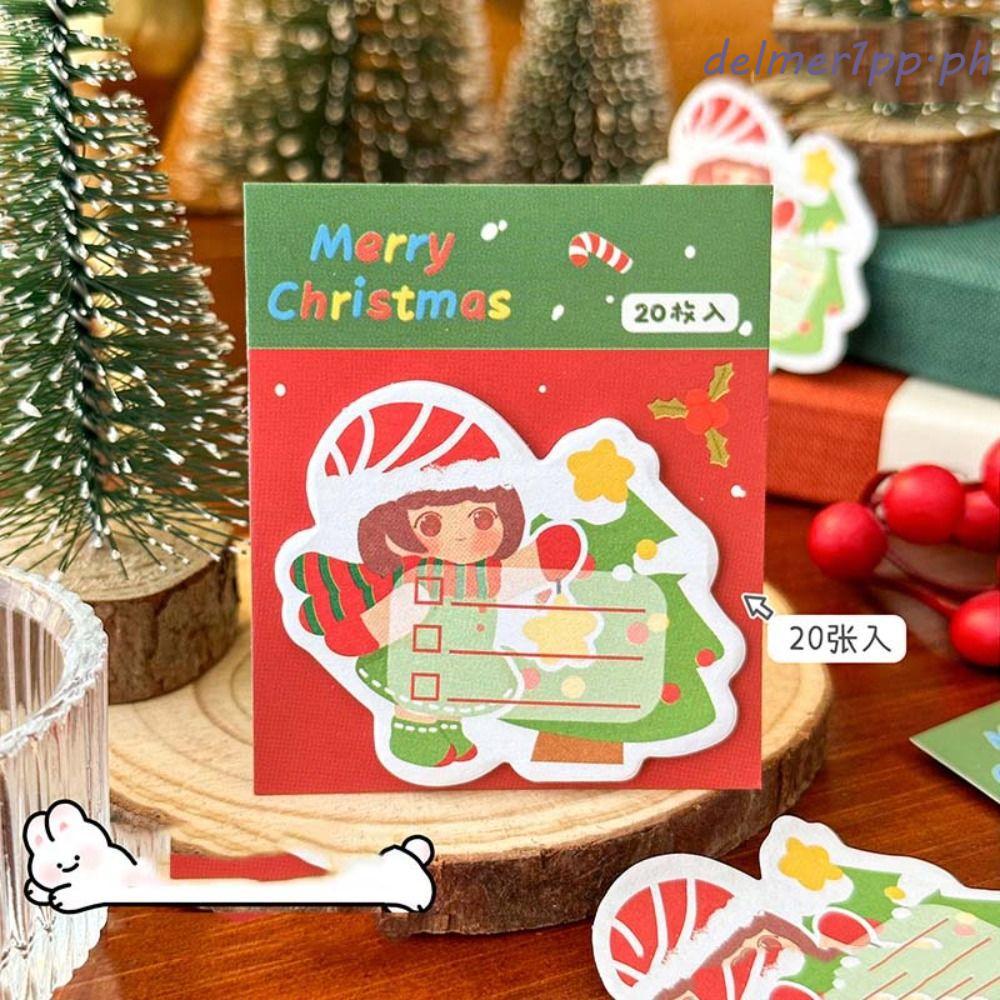 DELMERHOME กระดาษโน้ตคริสต์มาส, Christmas Santa Claus Christmas Memo Pad, Pocket Notepad N ครั้งกาวส