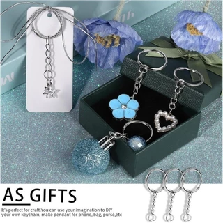 100/200/300PCS พวงกุญแจเปล่าโลหะ - แหวนแยก Keyfob Lobster Clasp Key จี้