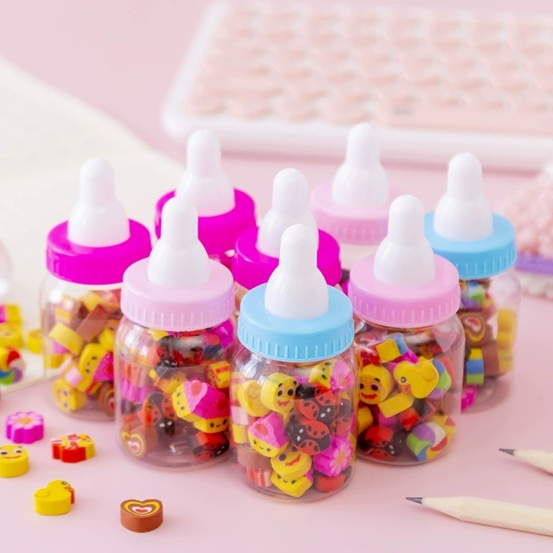 พร้อมส่ง ยางลบขวดนม ยางลบดินสอ ขนาดจิ๋ว Pencil eraser สุ่มสีสุ่มแบบ จากไทย