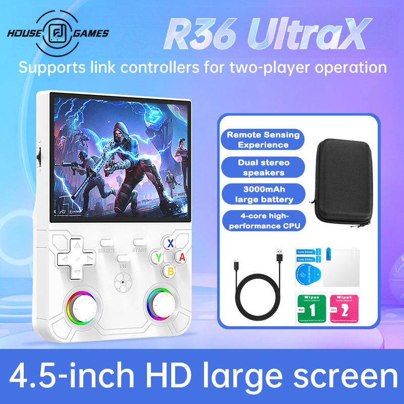 R36 UltraX คอนโซลเกมมือถือย้อนยุคแบบพกพา, หน้าจอ HD 4.5 นิ้ว, เกมอาร์เคดคลาสสิก, รุ่นอัพเกรด R36SHouse & Games PH