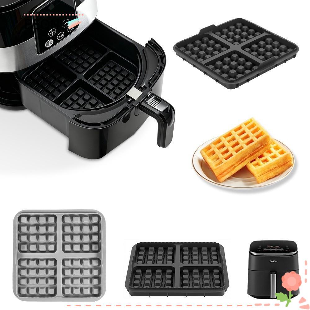 PEONYPAVILION 1pcs Air Fryer เครื่องทําวาฟเฟิล,ซิลิโคนนํากลับมาใช้ใหม่วาฟเฟิลเบเกอรี่แม่พิมพ์,สแควร์