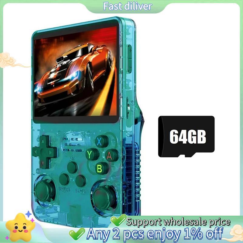 สําหรับของขวัญเด็ก K36S R36S Retro เกมคอนโซล 64GB Linux ระบบ 3.5 นิ้วหน้าจอ IPS WIFI แบบพกพากระเป๋าเ