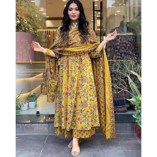 Designer Cotton Anarkali 3 ชิ้นชุดสําหรับผู้หญิง 003