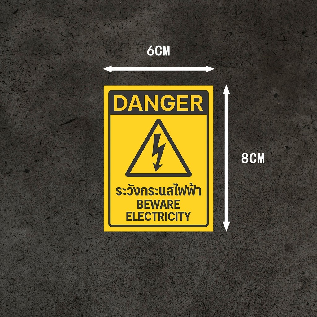 สติกเกอร์ระวังกระแสไฟฟ้า กระแสไฟฟ้าแรงสูง ป้ายระวังไฟฟ้าช๊อต
