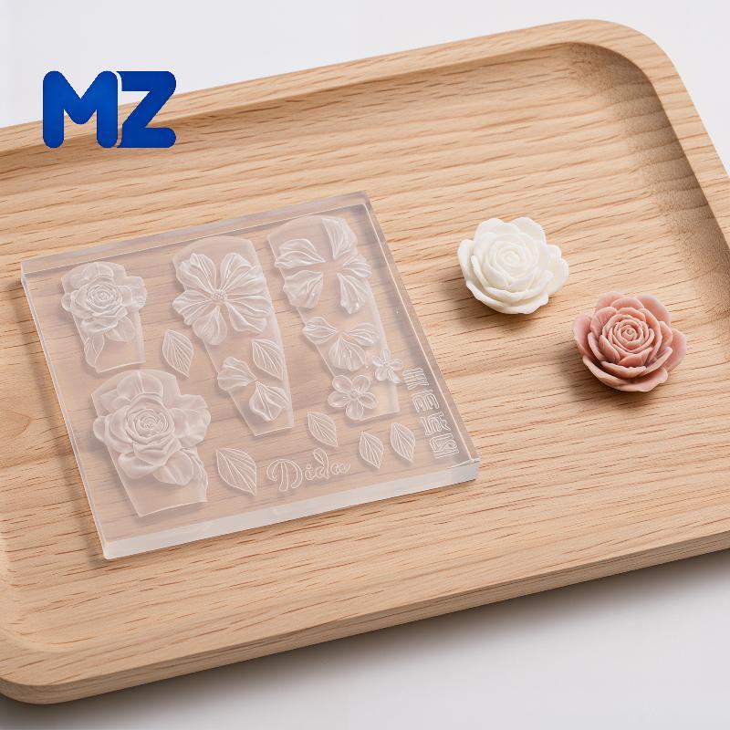 [MZ] 3D Rose Flower Nail Charms แกะสลักแม่พิมพ์ซิลิโคนสําหรับการออกแบบเล็บที่สวยงาม DIY โครงการ