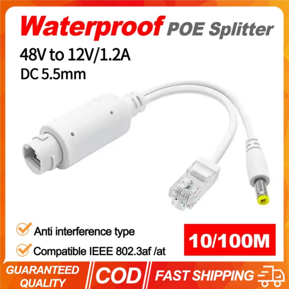 (พร้อมส่ง) POE Spliter IEEE802.3af/at 48V ถึง 12V Waterprrof พร้อมวิดีโอ/อะแดปเตอร์สายไฟโมดูลหลอดไฟสําหรับ IP กล้อง Extender