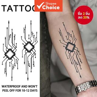 Geometric Mechanical รอยสักชั่วคราวกันน้ํา Matte Arm Body Ar…