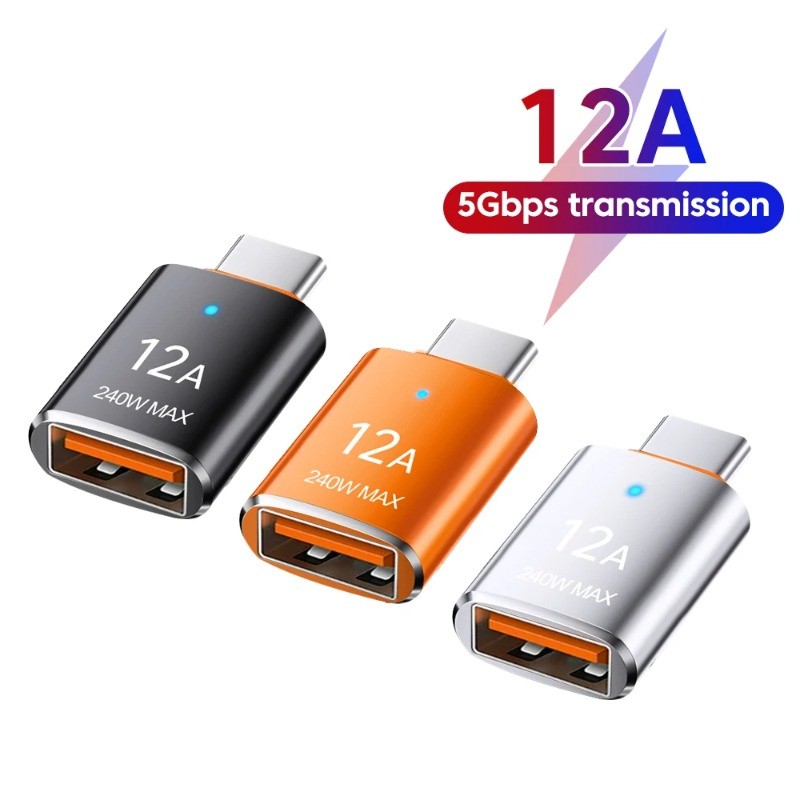 12A Type C OTG Adapter Type C ถึง USB A Charger Adapter Connector USB 3.0 สําหรับโทรศัพท์แล็ปท็อป 10