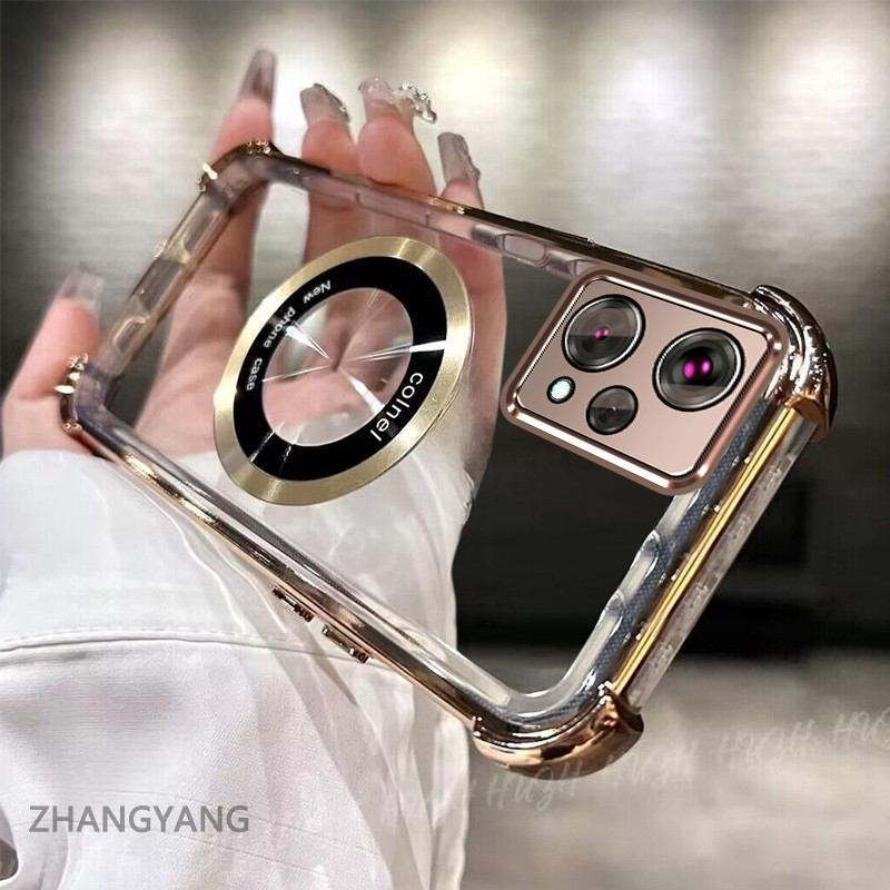 สําหรับRealme 9 4G 9 Pro PlusกันกระแทกElectroplatedโปร่งใสความละเอียดสูงเคสโทรศัพท์ความงามแม่เหล็กดูดออกแบบซิลิโคนTPU Soft Shell - รูปที่ 2